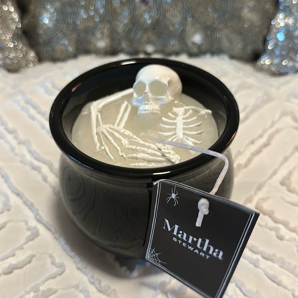 NWT Martha Stewart Halloween 2024 cauldron and skeleton candle VHTF